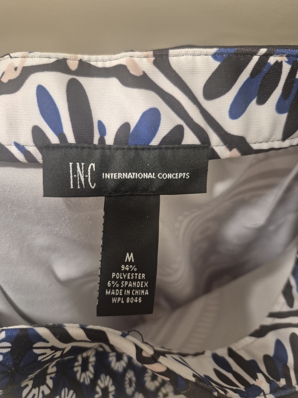 INC International Concepts Navy And White Floral-Abstract Skirt - Picture 3 of 3